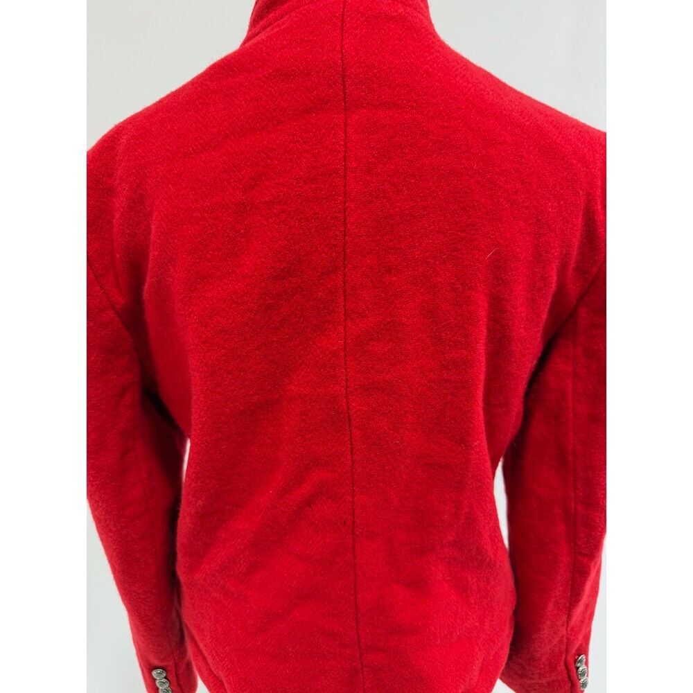 vintage red wool mandarin collar blazer w/ silver buttons