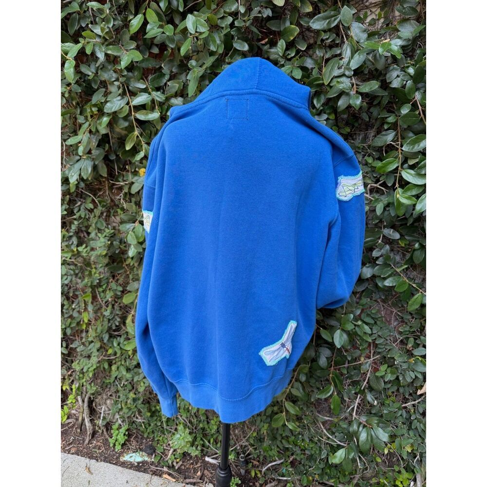Upcycled Hoodie - Frog & Bug Appliqué