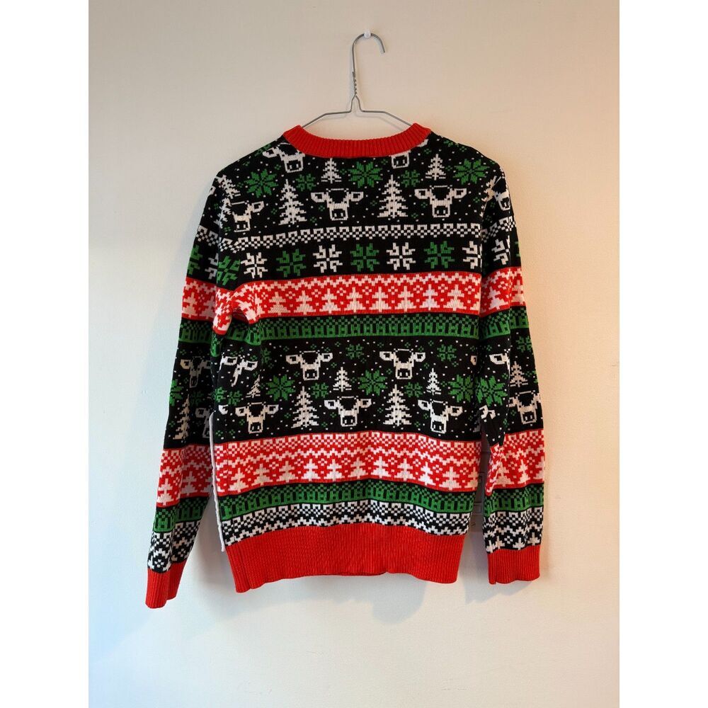 Christmas Mood Cow Santa Hat Ugly Christmas Sweater Holiday Festive