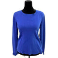 Halogen royal blue scalloped crew neck cotton blend sweater
