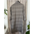 Vintage 80s grey wool plaid overcoat