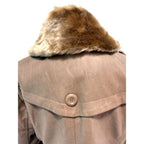 Cavalini Taupe pleather trench coat with faux fur collar