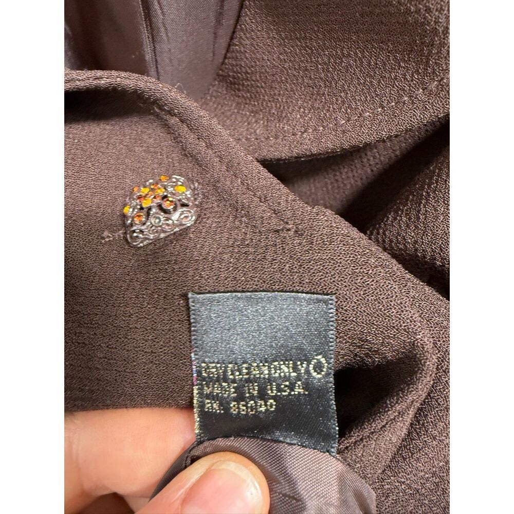 Lily & Taylor Vintage Made in USA brown embellished skirt suit set