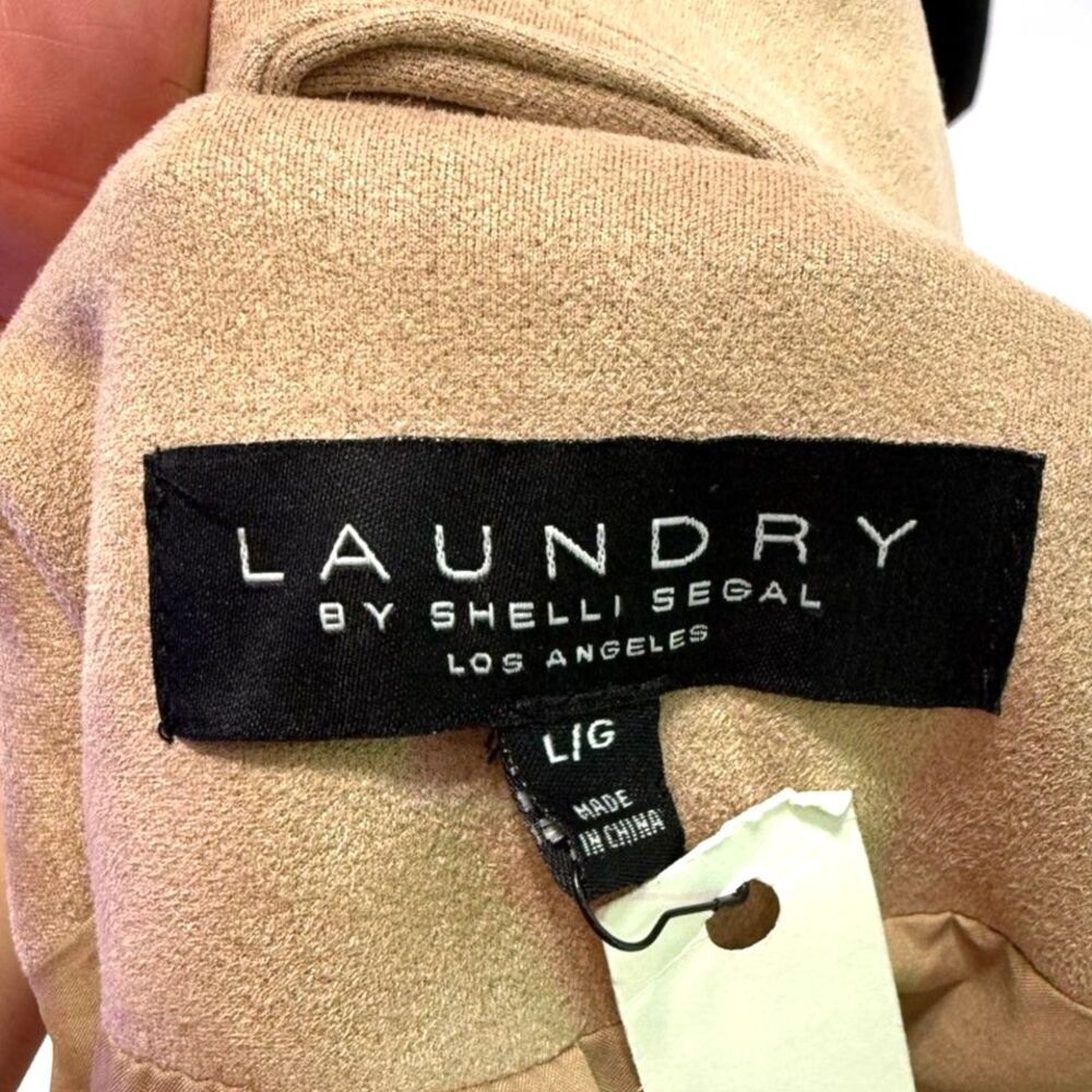Laundry by Shelli Segal taupe micro suede moto jacket