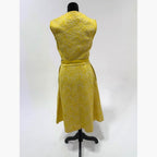 Nelly DeGrab NY vintage 60s yellow woven a-line knee length dress with belt