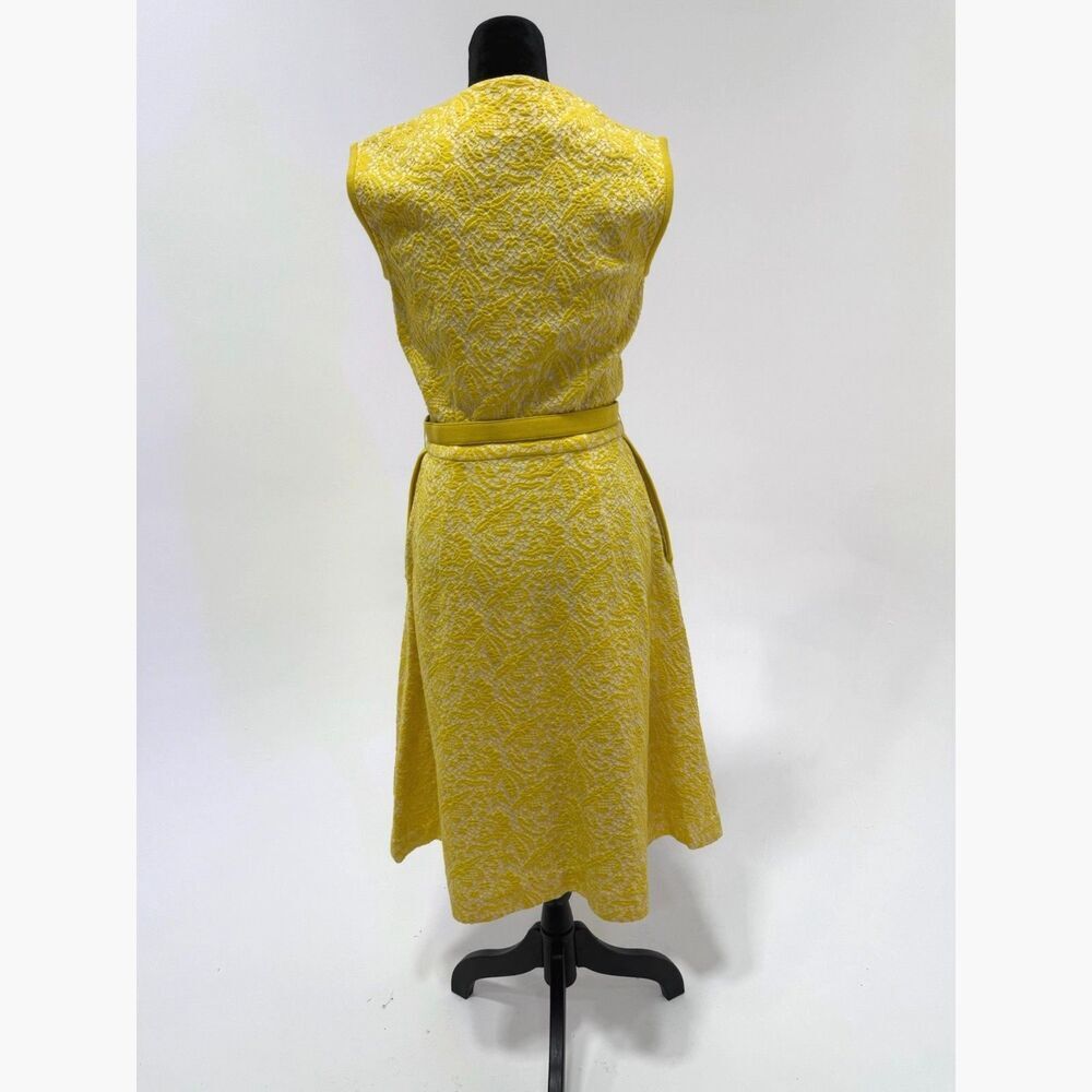 Nelly DeGrab NY vintage 60s yellow woven a-line knee length dress with belt