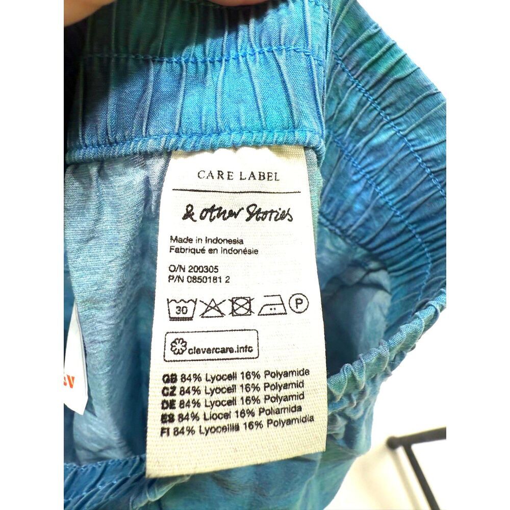 & Other Stories blue print drawstring shorts