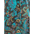 All That Jazz 90s black button up peplum blazer with teal paisley print