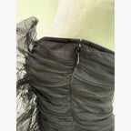 & Other Stories black sheer mesh tube top with frill detail