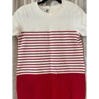 Talbots Petites	vintage red & white stripped textured knit preppy shift dress