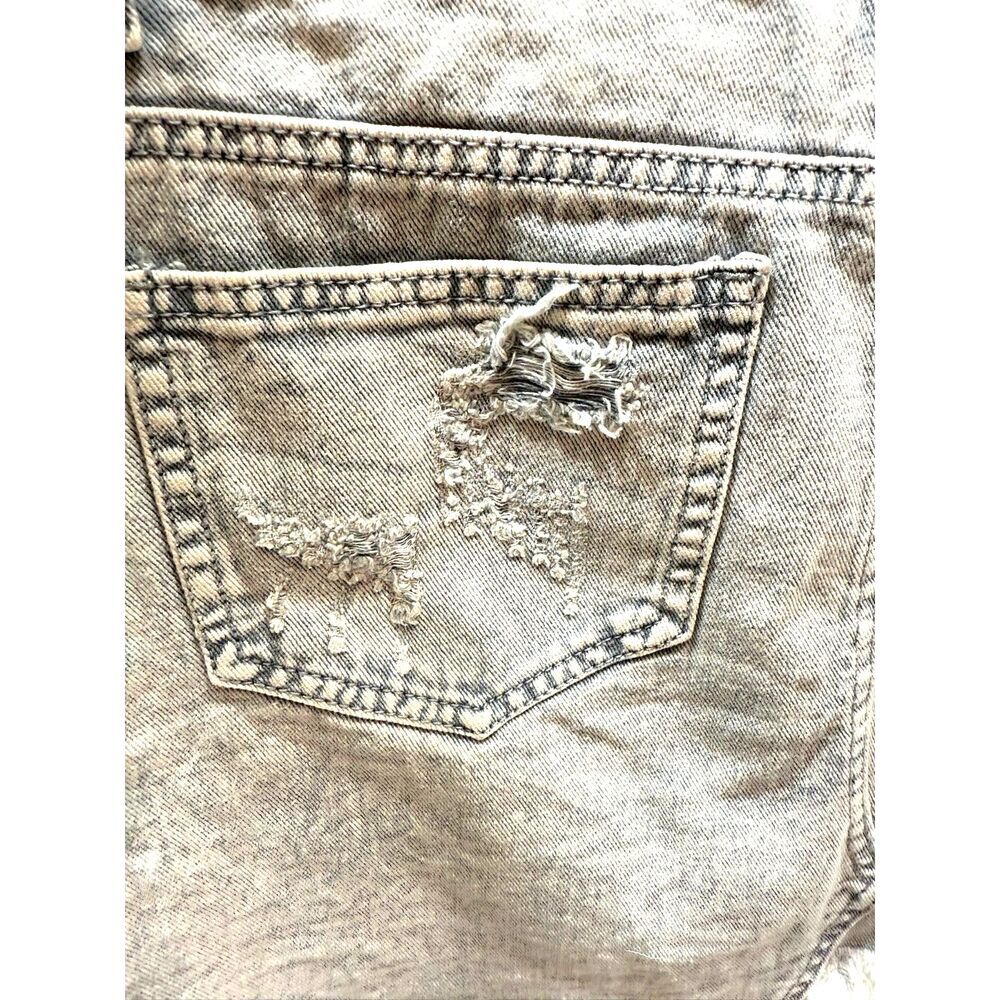 Rock Etiquette distressed denim mini skirt, light wash