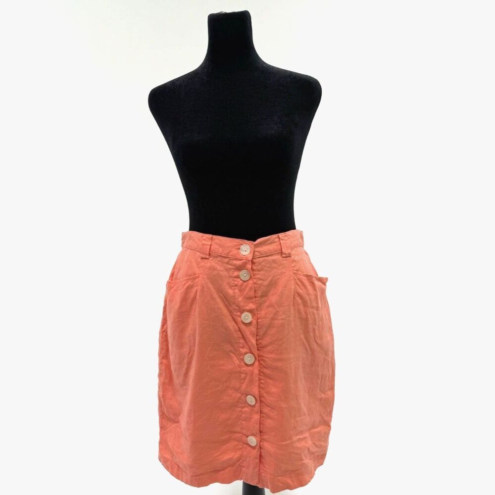 United Colors of Benetton vintage peach linen knee length a line skirt