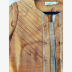 Luigina copper pleated detail 3/4 sleeve blazer