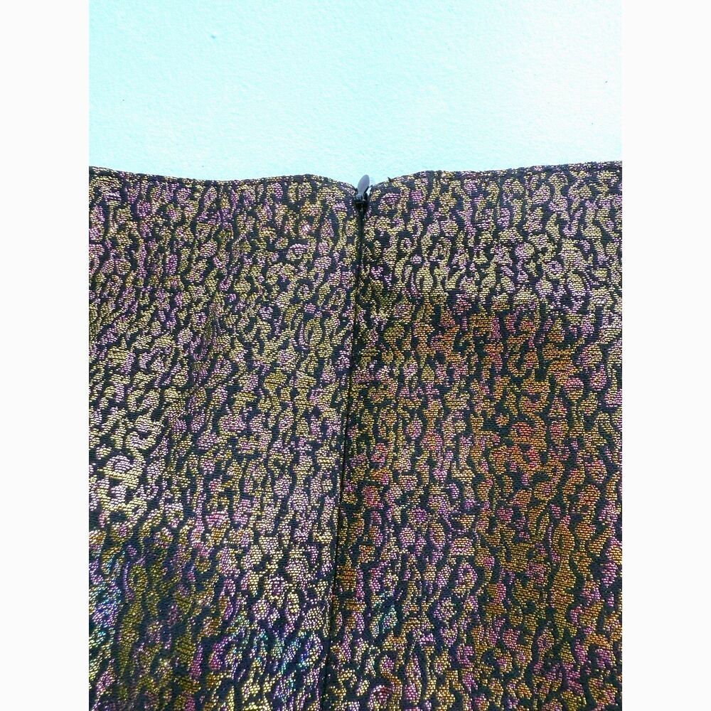 Express NWOT black w/ metallic gold purple abstract brocade mini skirt