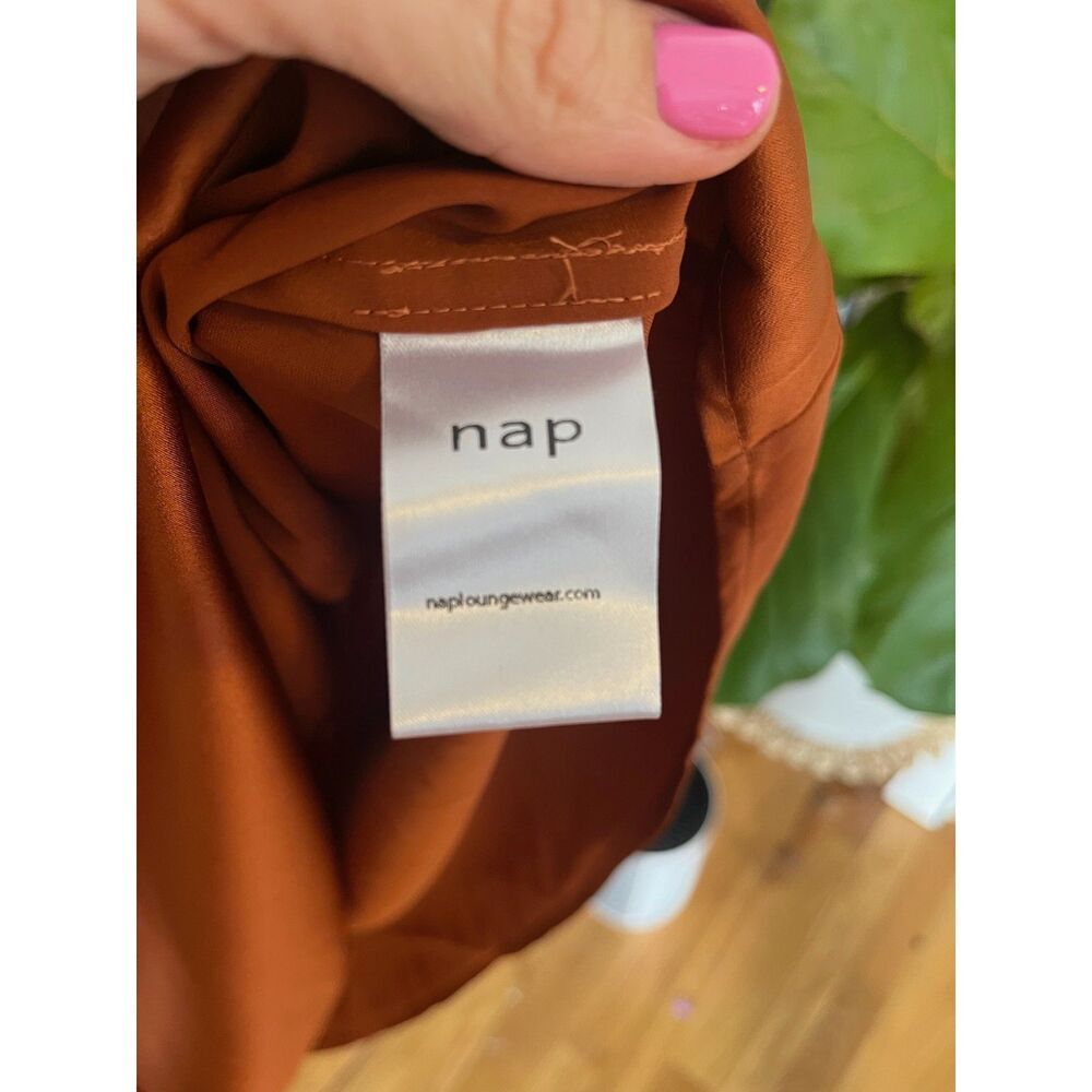 Nap	NWT Rust satin loungewear long sleeve midi dress / night gown