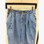 Liz Wear vintage pleated cropped medium wash deck pant