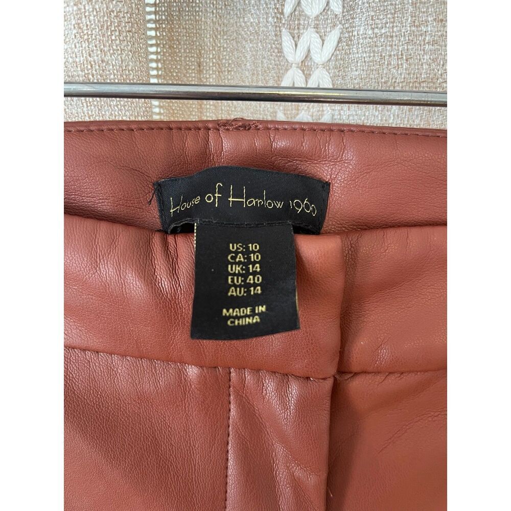 House of Harlow 1960 vegan leather reddish brown pants