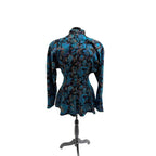 All That Jazz 90s black button up peplum blazer with teal paisley print