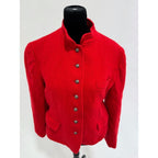 vintage red wool mandarin collar blazer w/ silver buttons