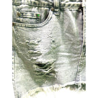 Rock Etiquette distressed denim mini skirt, light wash