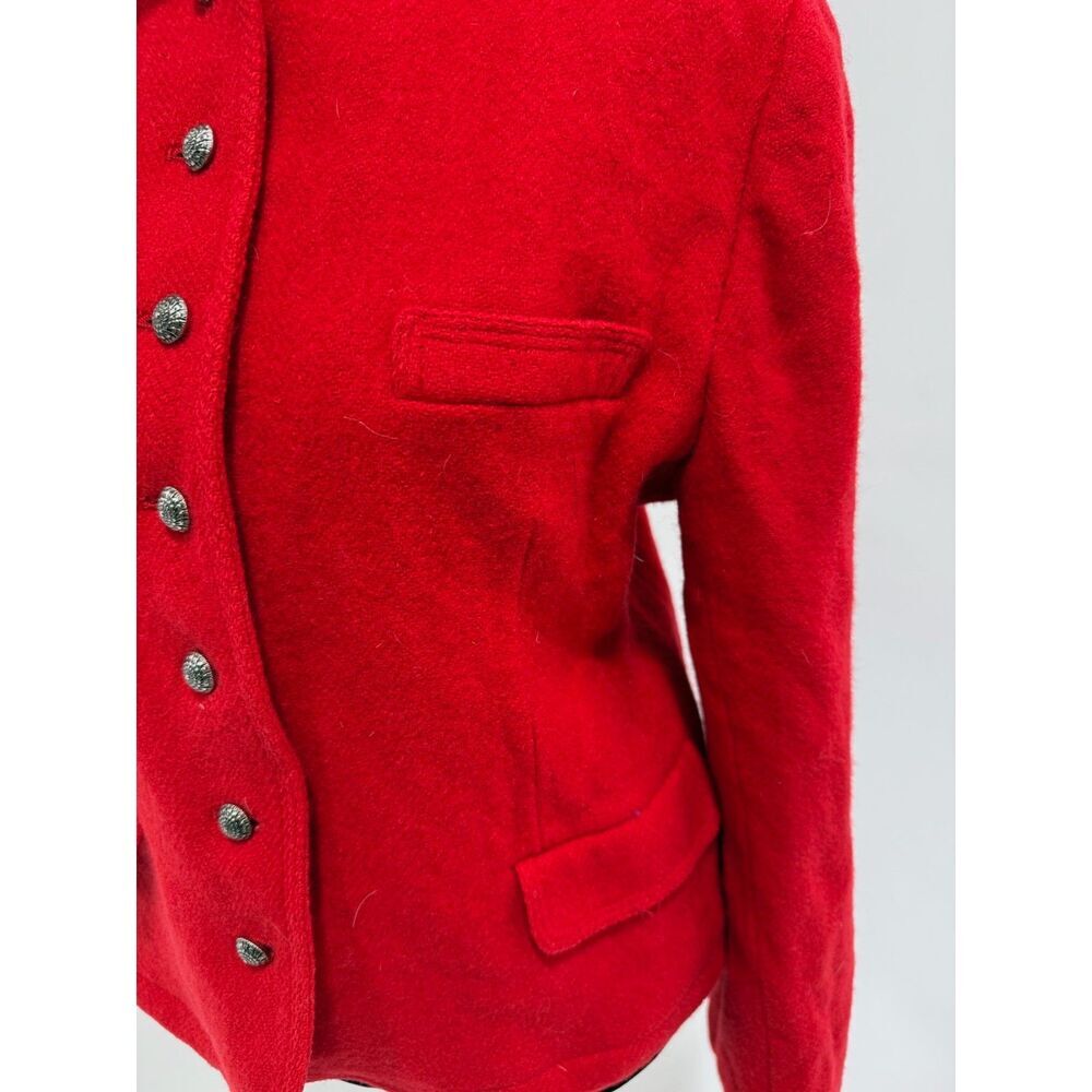 vintage red wool mandarin collar blazer w/ silver buttons