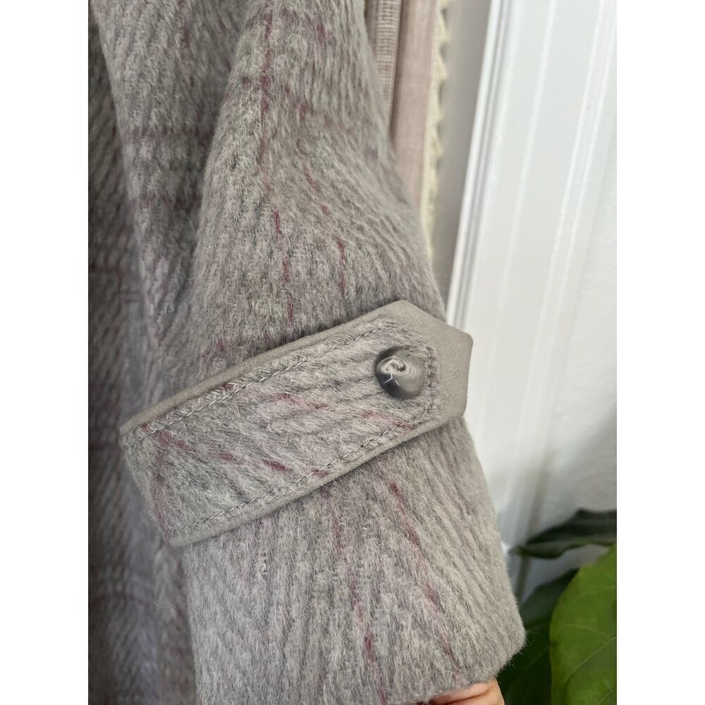 Vintage 80s grey wool plaid overcoat