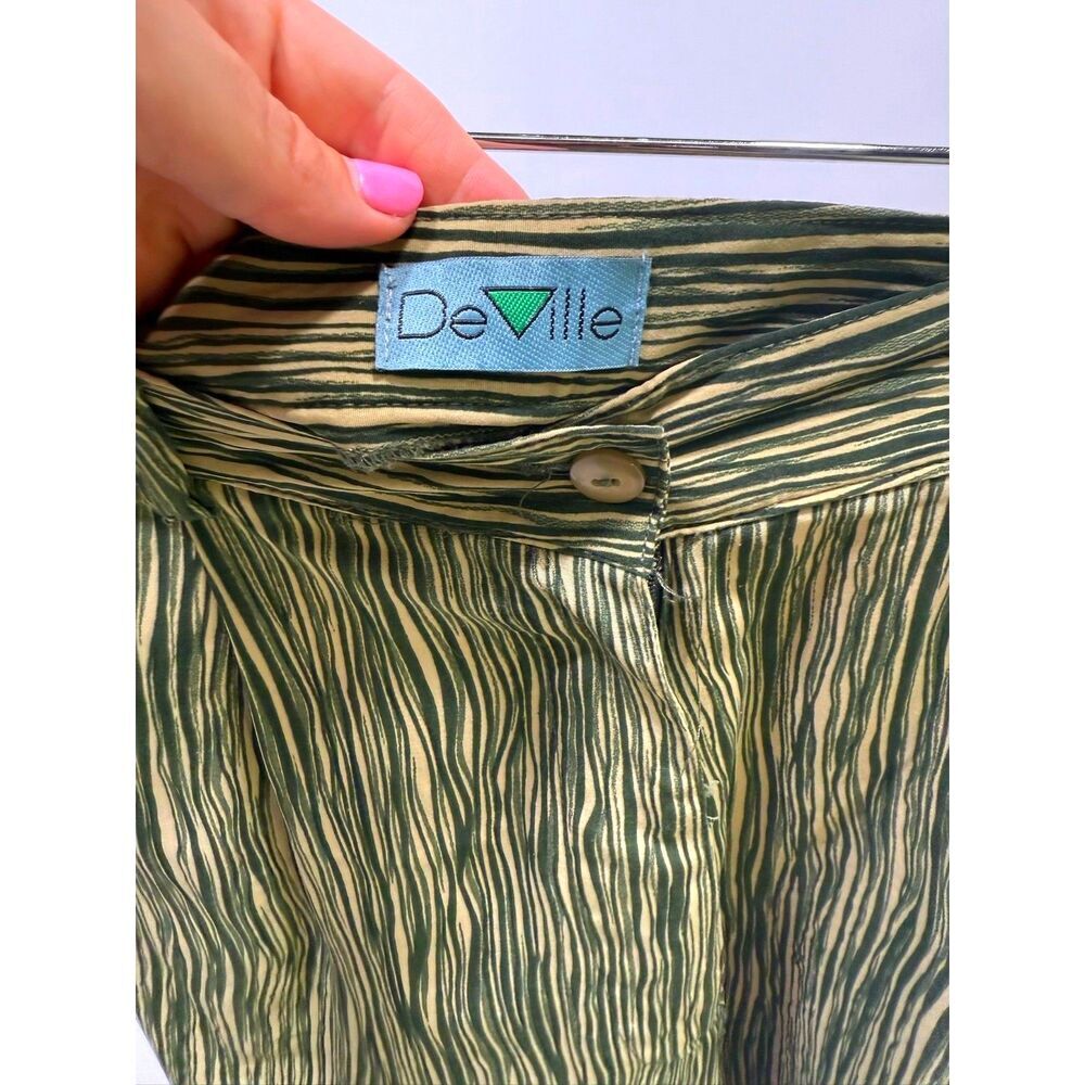 DeVille green & cream stripe print culotte skimmer shorts