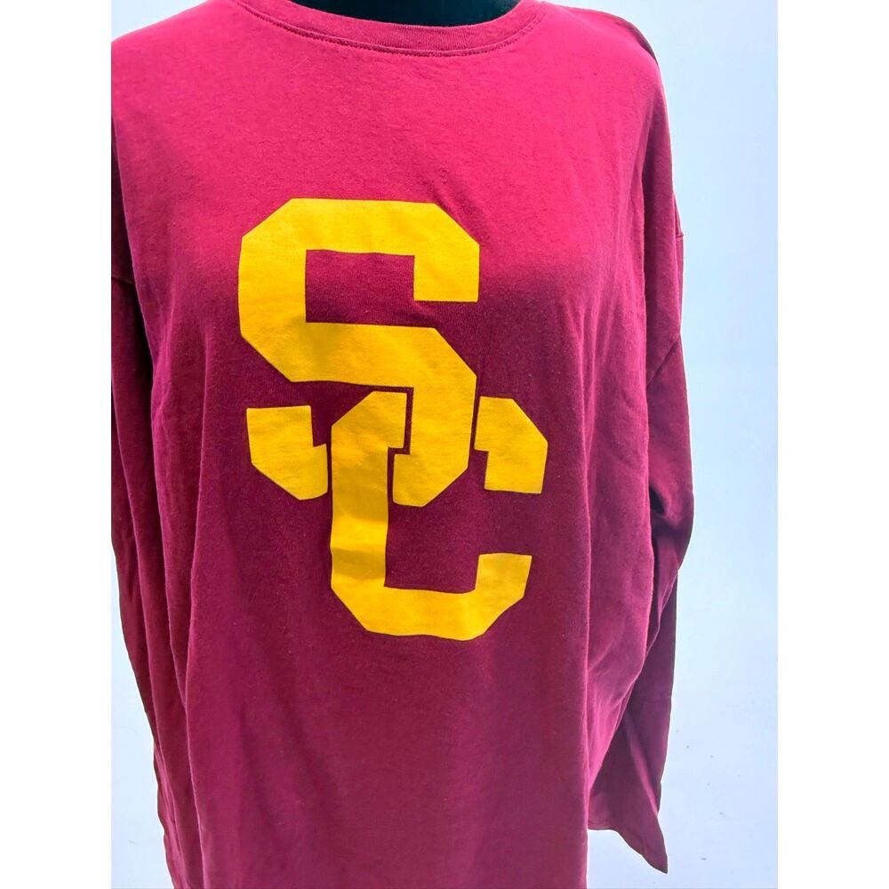 Blue 42 USC Trojans Red Gold Long sleeve logo tee