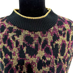 Just for Women vintage animal print gold glitter sweater