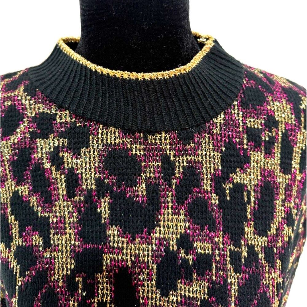 Just for Women vintage animal print gold glitter sweater