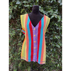 Upcycled Vest - Vintage Rainbow Towel