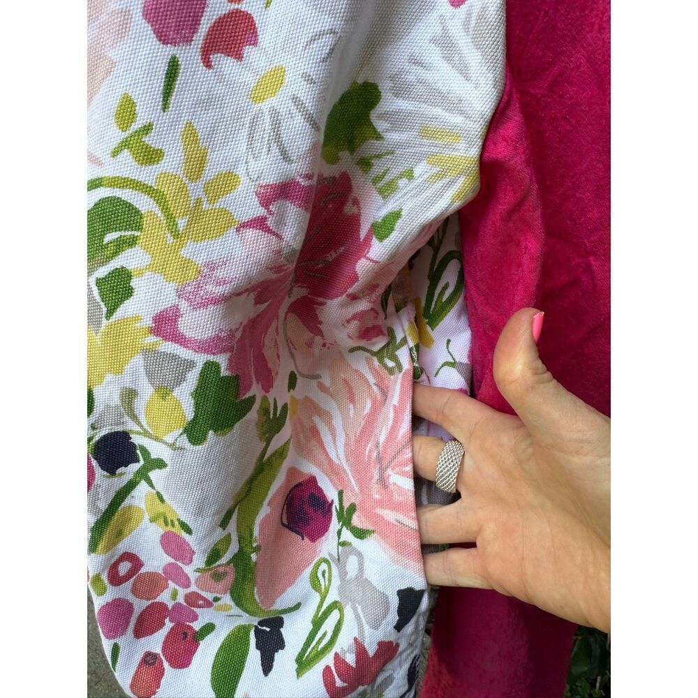 Upcycled Shower Curtain Shacket - pink floral
