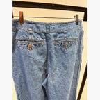 Liz Wear vintage pleated cropped medium wash deck pant