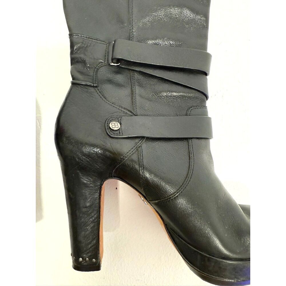 BCBG Mandy boot - Leather knee-high Moto Boots With Rubber Heel Cap