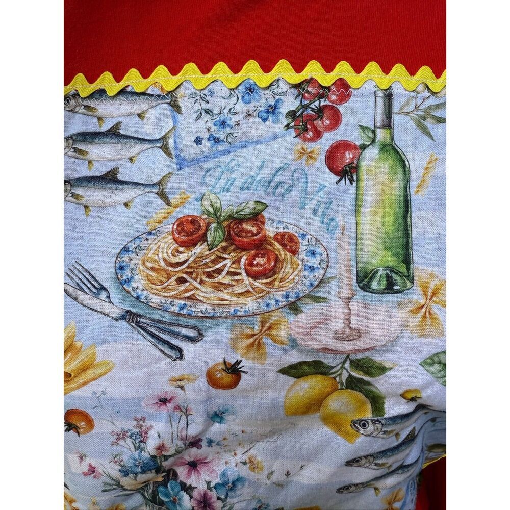 Upcycled Shirt - Pasta Feast appliqué