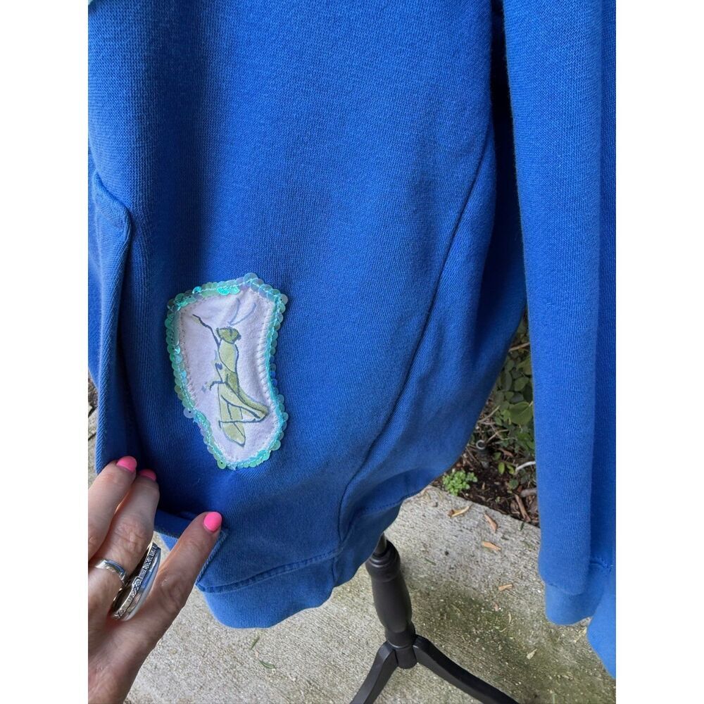 Upcycled Hoodie - Frog & Bug Appliqué