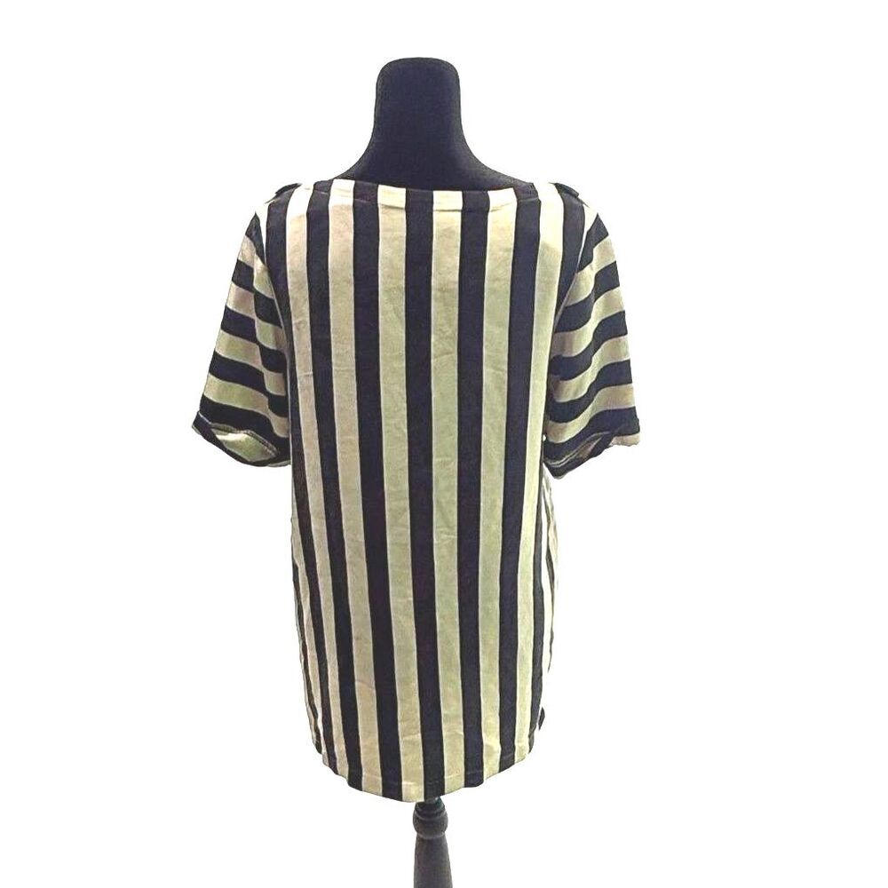BCBGMAXAZRIA black & white vertical stripe mini shift dress