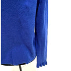 Halogen royal blue scalloped crew neck cotton blend sweater