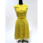 Nelly DeGrab NY vintage 60s yellow woven a-line knee length dress with belt