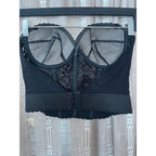 Vintage Fredericks of Hollywood 36D black lace strapless bustier bra