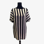 BCBGMAXAZRIA black & white vertical stripe mini shift dress