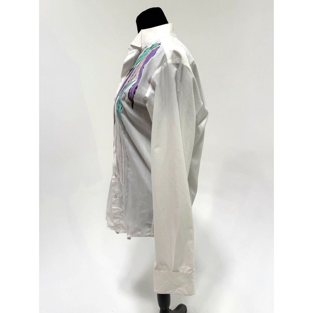 Milroys After 6 vintage hand painted feather tux shirt