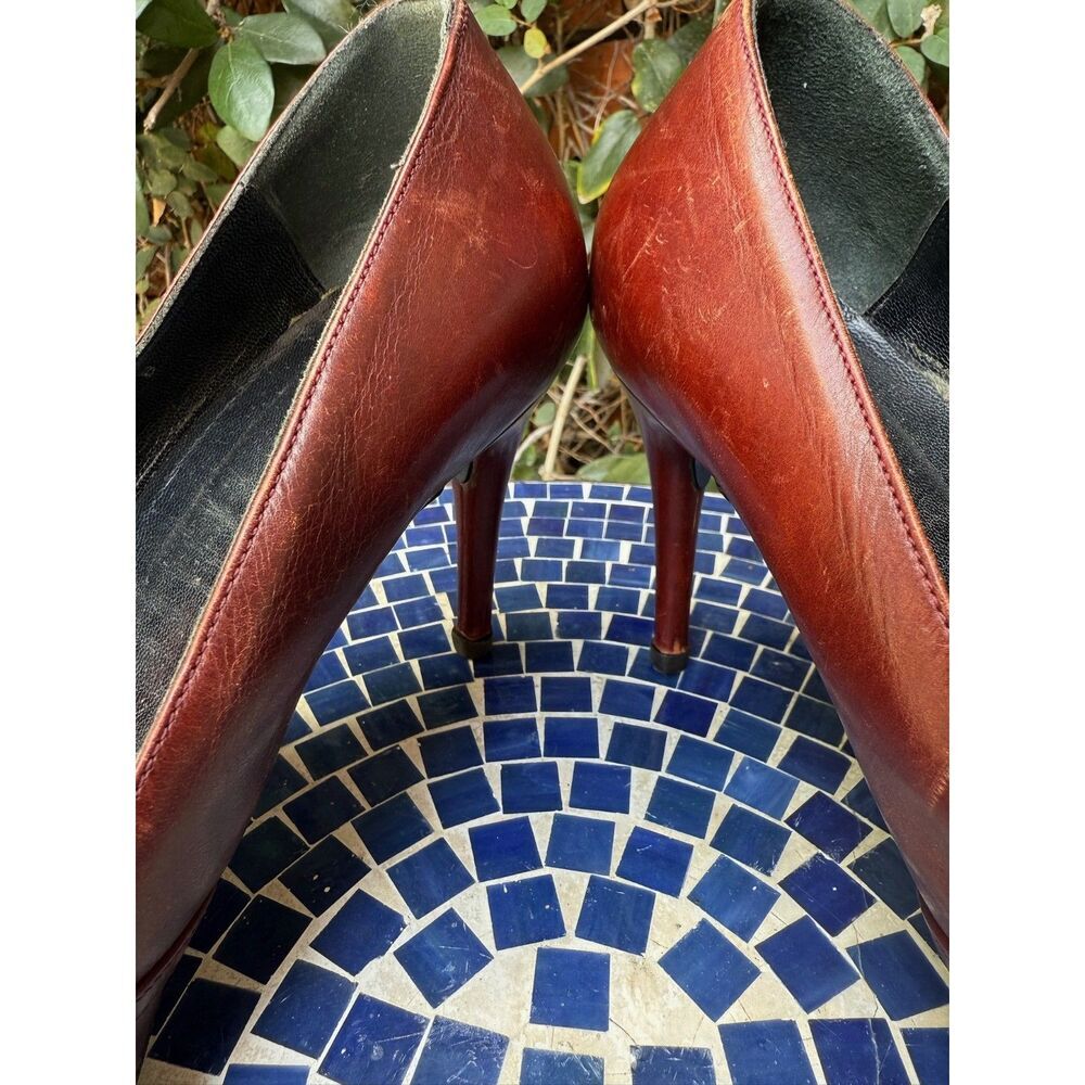 Gucci brown leather stilettos pumps