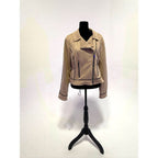 Laundry by Shelli Segal taupe micro suede moto jacket