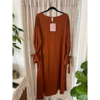 Nap	NWT Rust satin loungewear long sleeve midi dress / night gown