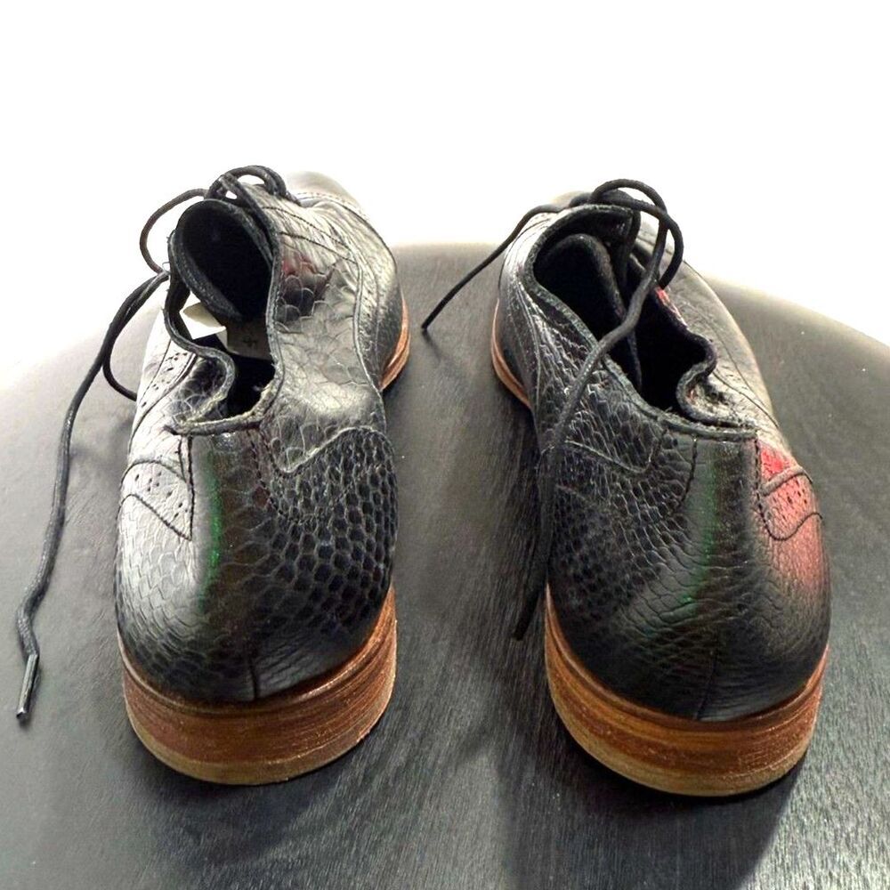 Cole Haan Black Leather Lace Up Wing Tips