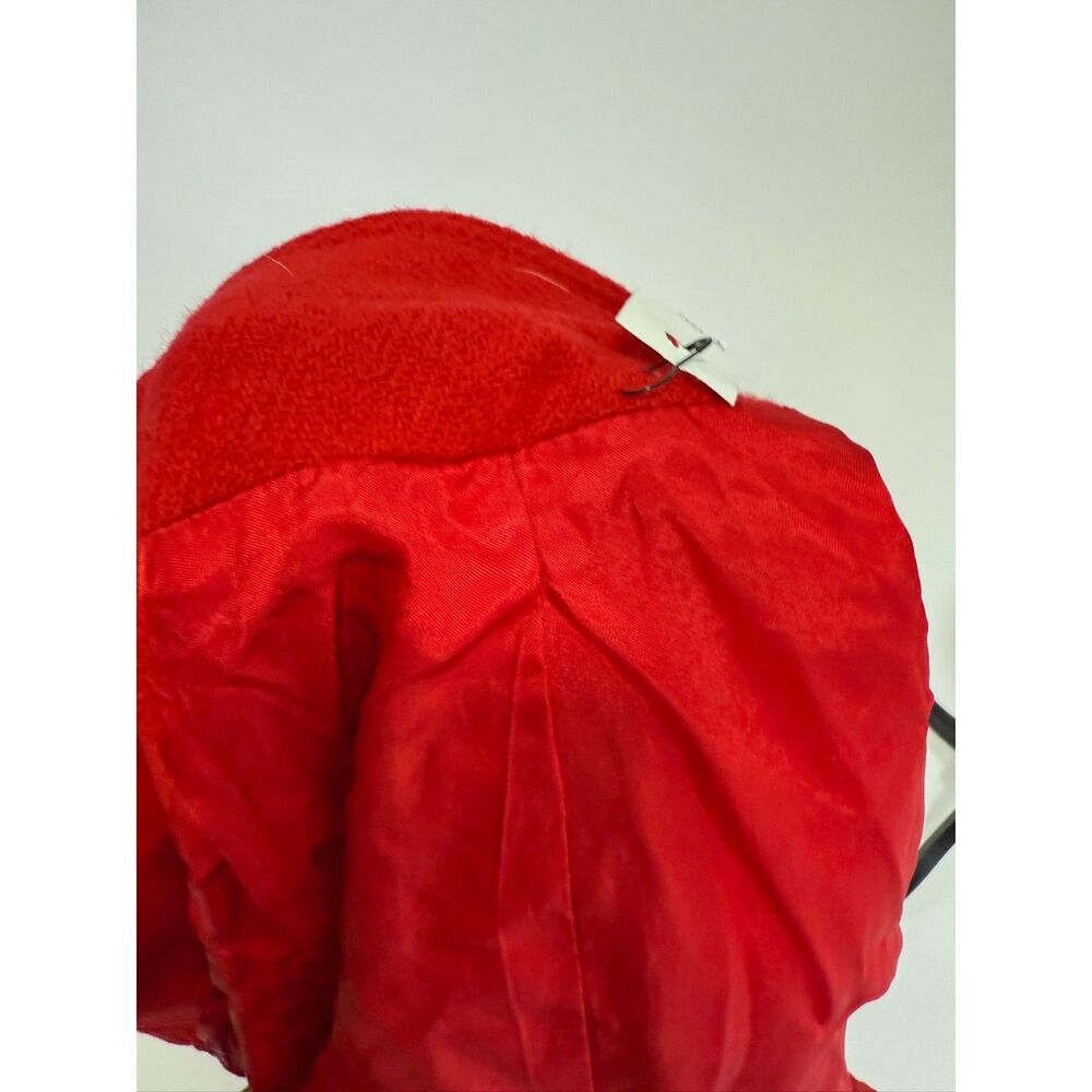 vintage red wool mandarin collar blazer w/ silver buttons