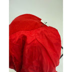 vintage red wool mandarin collar blazer w/ silver buttons