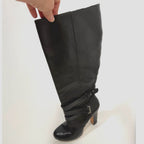 BCBG Mandy boot - Leather knee-high Moto Boots With Rubber Heel Cap