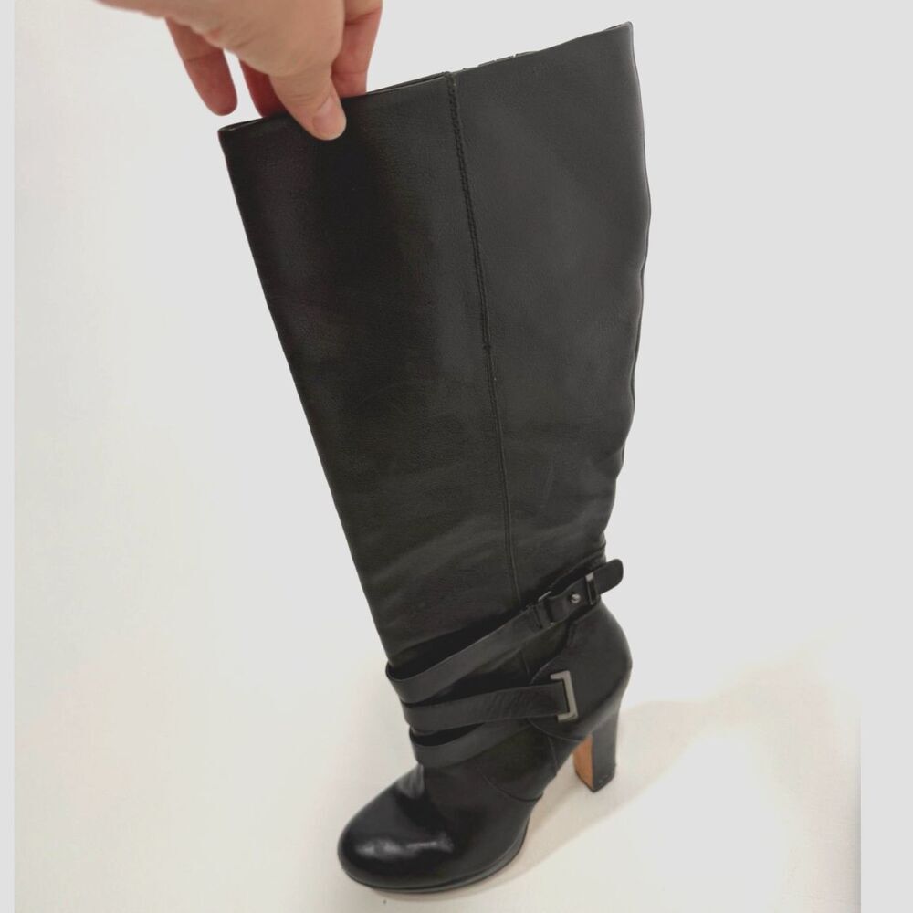 BCBG Mandy boot - Leather knee-high Moto Boots With Rubber Heel Cap